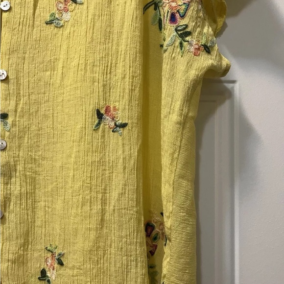 ANTHROPOLOGIE FIG AND FLOWER Yellow Cotton Embroidered Tunic Plus Size 3X - Picture 2 of 6